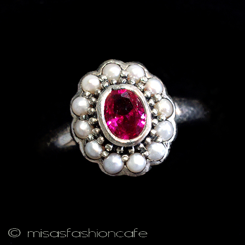 （画像用） 真珠　ルビー　リング　 スターリングシルバー