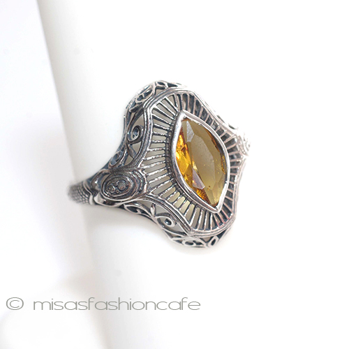 （画像用） シトリン　リング　指輪 スターリングシルバー刻印