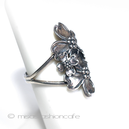 （画像用） ハナミズキのお花　リング スターリングシルバー刻印