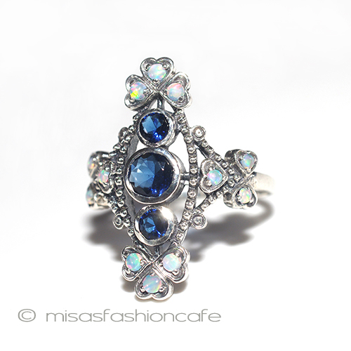 （画像用） オパールサファイヤ　リング スターリングシルバー刻印