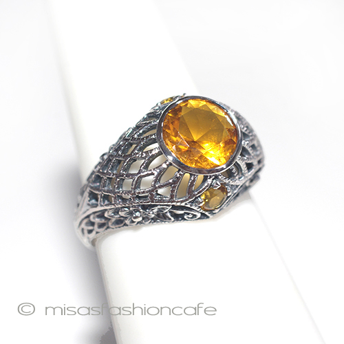 （画像用） 天然石　シトリン　小花 スターリングシルバー刻印