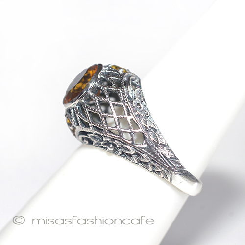 （画像用） 天然石　シトリン　小花 スターリングシルバー刻印