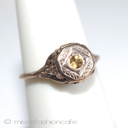 （画像用） 天然石　シトリン　リング 14Kローズゴールド　925