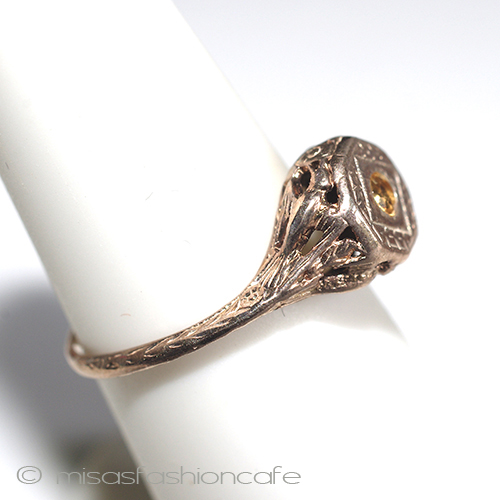 （画像用） 天然石　シトリン　リング 14Kローズゴールド　925