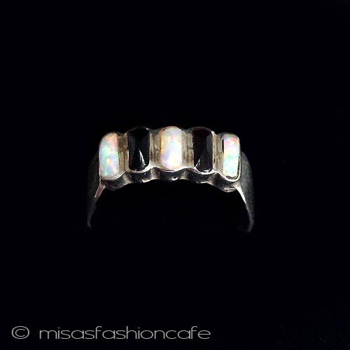 （画像用） 天然石オパール・オニキス スターリング　銀製リング