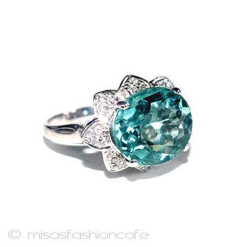 （画像用） アクアマリン＆サファイア スターリング刻印　リング