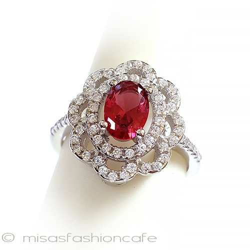 （画像用） ルビー＆ホワイトトパーズ スターリング刻印リング