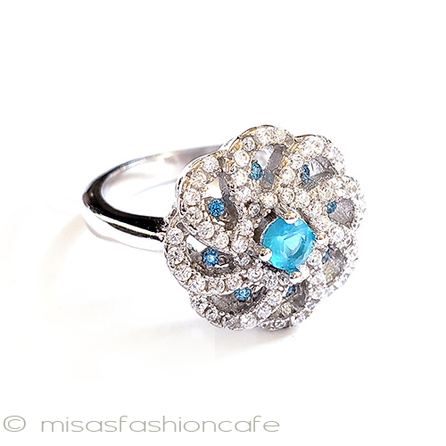 （画像用） アクアマリン＆トパーズ スターリング刻印リング