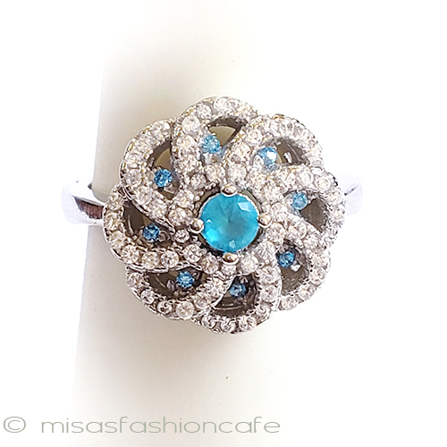 （画像用） アクアマリン＆トパーズ スターリング刻印リング