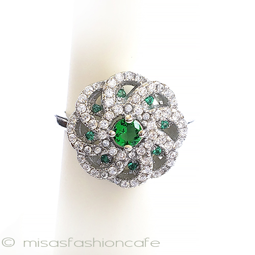 （画像用） エメラルド＆トパーズ スターリング刻印リング