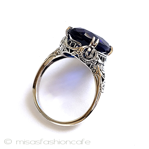 （画像用） サファイア　花　リング スターリングシルバー刻印