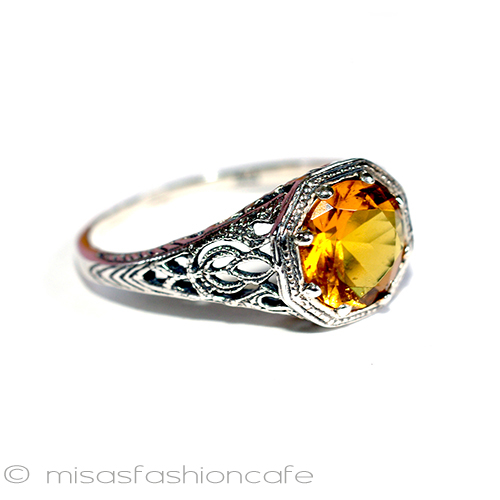 （画像用） シトリン・リング銀製指輪　 スターリング925刻印