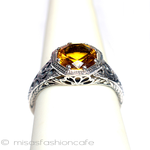 （画像用） シトリン・リング銀製指輪　 スターリング925刻印