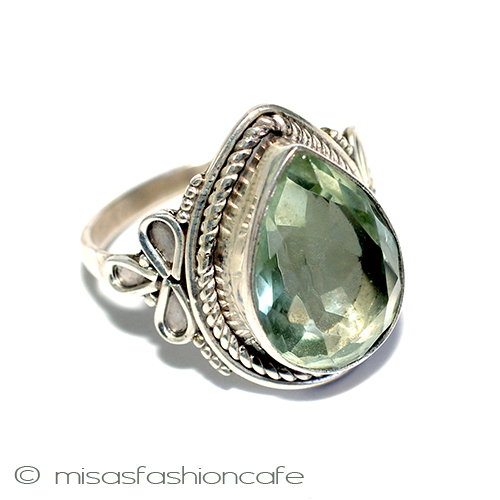 （画像用） グリーン・アメジスト スターリング刻印リング