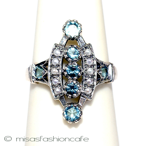 （画像用） 真珠アクアマリン　リング スターリングシルバー刻印