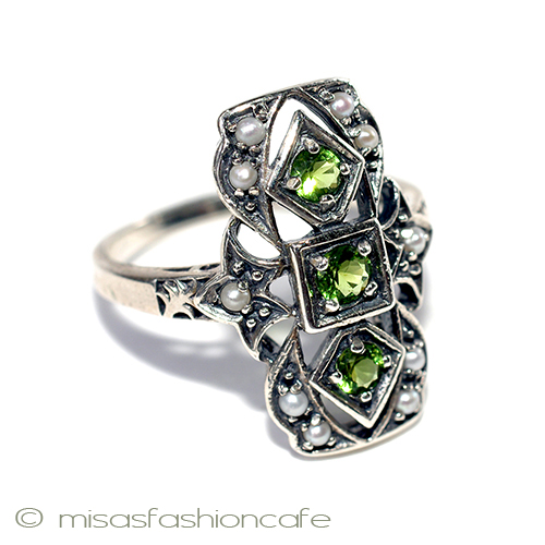 （画像用） ペリドット真珠　リング シルバー925銀製リング