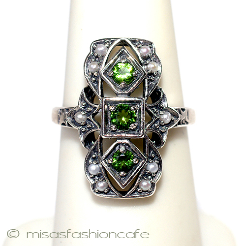 （画像用） ペリドット真珠　リング シルバー925銀製リング