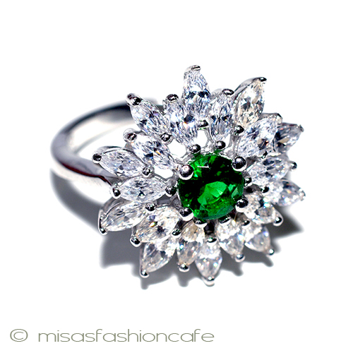 （画像用） エメラルド＆トパーズ スターリング刻印リング