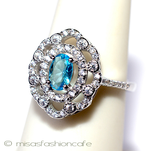 （画像用） アクアマリン＆トパーズ スターリング天然石リング