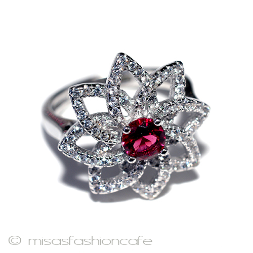 （画像用） ルビー＆ホワイトトパーズ スターリング刻印リング