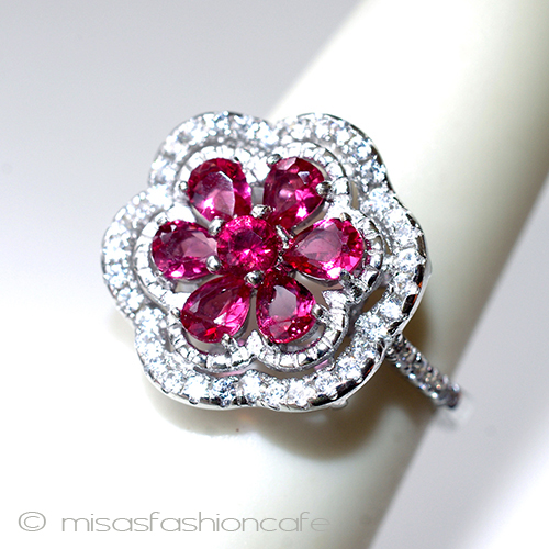 （画像用） ルビー＆ホワイトトパーズ スターリング刻印リング