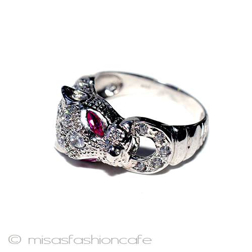 （画像用） 銀製レオパード　リング 天然石ルビー＆サファイヤ