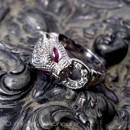 （画像用） 銀製レオパード　リング 天然石ルビー＆サファイヤ