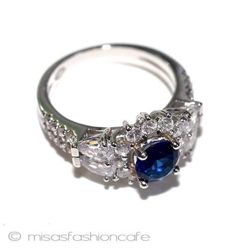 （画像用） サファイア　花　リング スターリングシルバー刻印