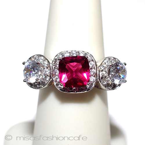 （画像用） ルビー＆ホワイトトパーズ スターリング刻印リング