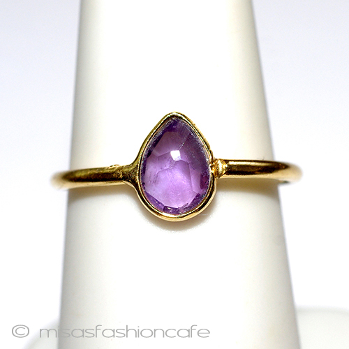 （画像用） 天然石アメジスト　リング 14Kイエローゴールド　925