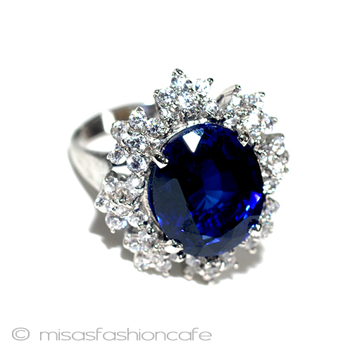 （画像用） サファイア・フラワー スターリング刻印リング