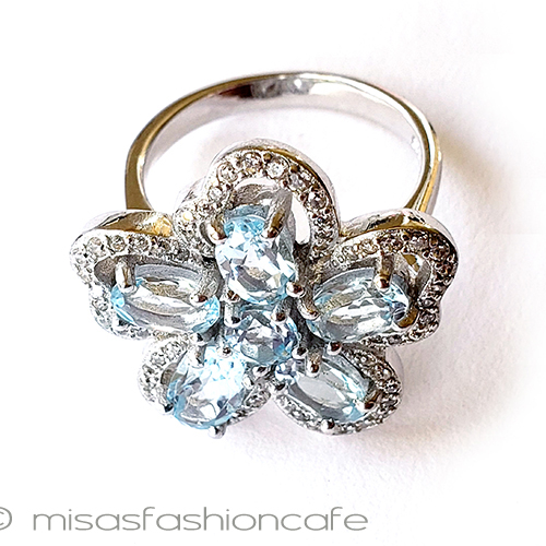 （画像用） ブルートパーズ花リング スターリング925　指輪