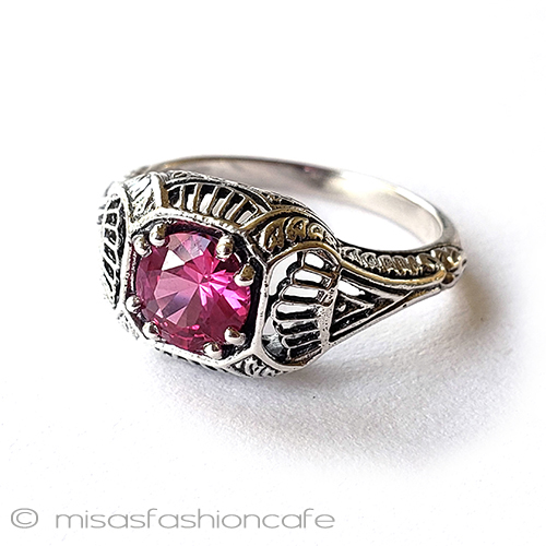 （画像用） アンティークジュエリー サファイア銀製　リング