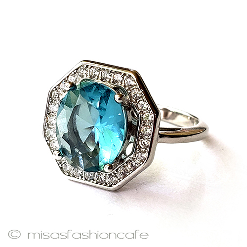 （画像用） アクアマリン　銀製指輪 スターリング925リング