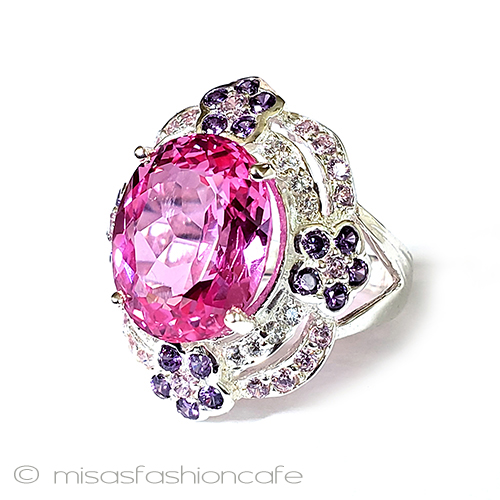 （画像用） トルマリン・フラワー指輪 スターリング925　銀製