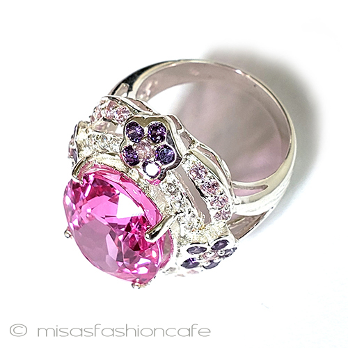 （画像用） トルマリン・フラワー指輪 スターリング925　銀製