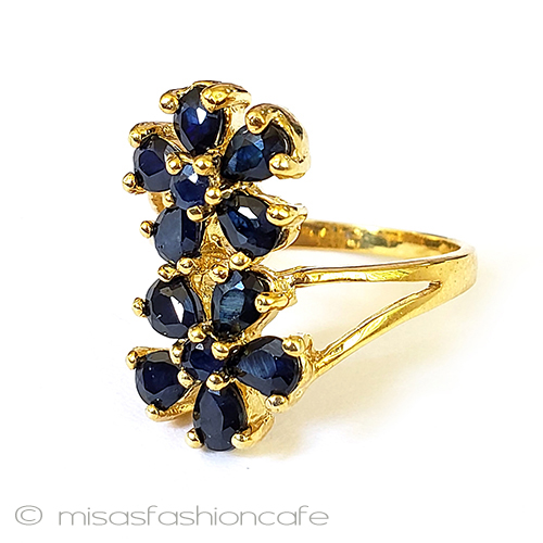 （画像用） アンティーク指輪14k925 天然石サファイアのお花