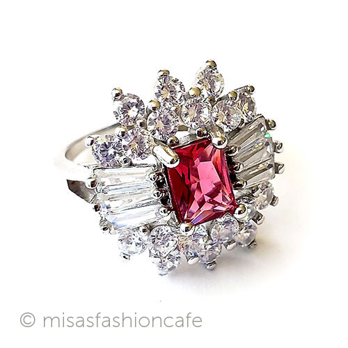 （画像用） ルビー＆ホワイトトパーズ スターリング指輪リング