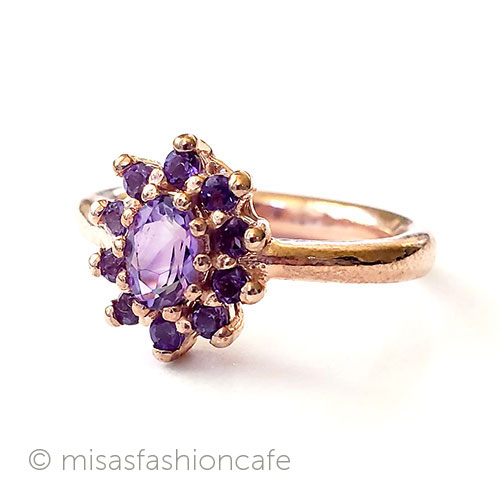 （画像用） アンティークリング花指輪 アメジスト ローズGold925