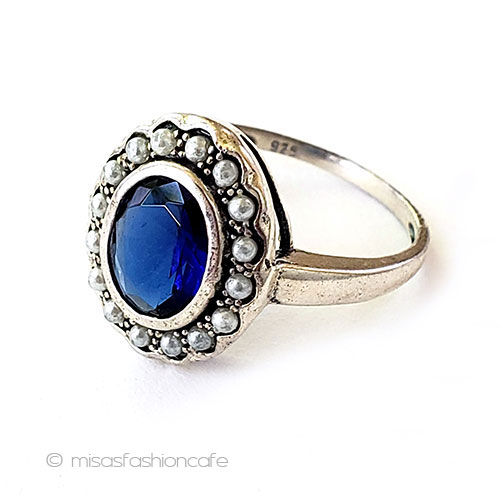 （画像用） サファイア・パール　指輪 スターリングシルバー925