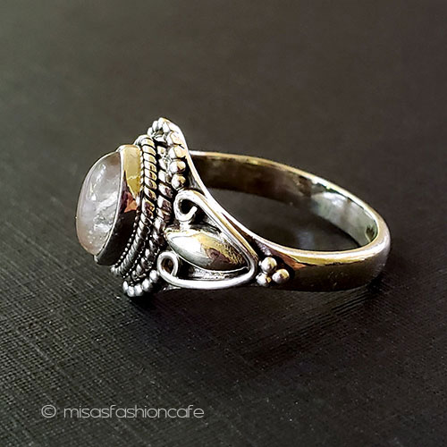 （画像用） 天然石ローズクオーツ指輪 スターリングシルバー925