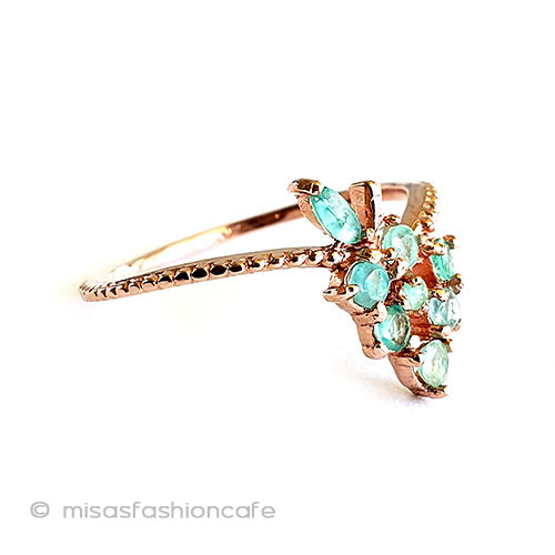 （画像用） 天然エメラルド葡萄の指輪 14Kローズゴールド　925