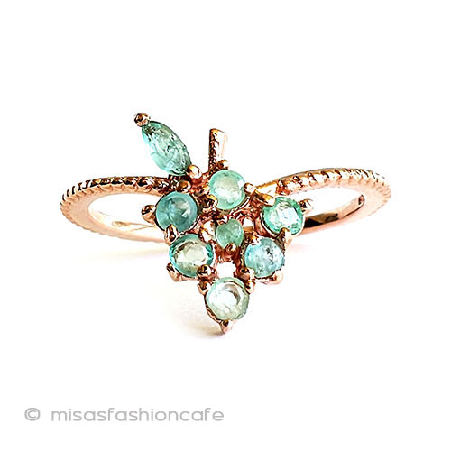 （画像用） 天然エメラルド葡萄の指輪 14Kローズゴールド　925