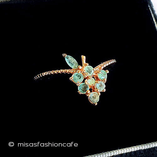 （画像用） 天然エメラルド葡萄の指輪 14Kローズゴールド　925