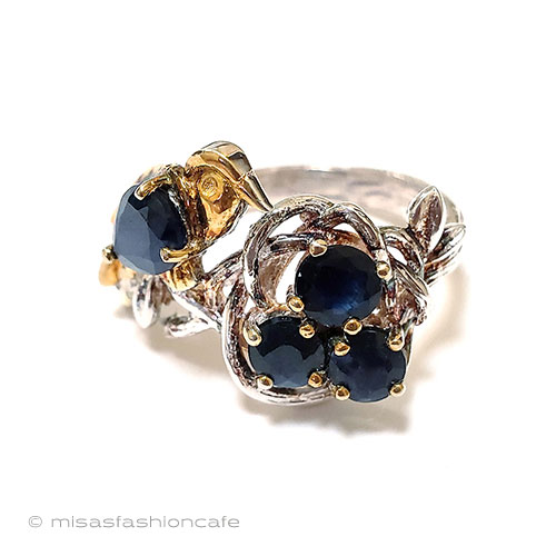 （画像用） 天然サファイア鳥と卵 スターリング銀製指輪