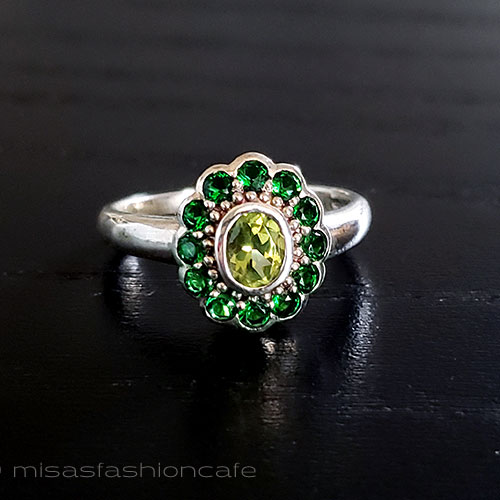 （画像用） エメラルド&ペリドット スターリング　指輪