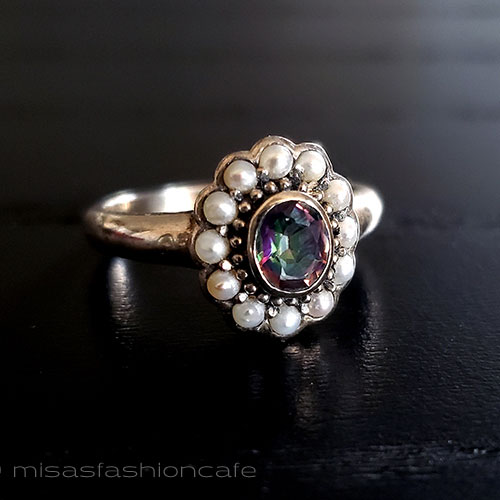 （画像用） 真珠トパーズ　指輪 スターリング　銀製