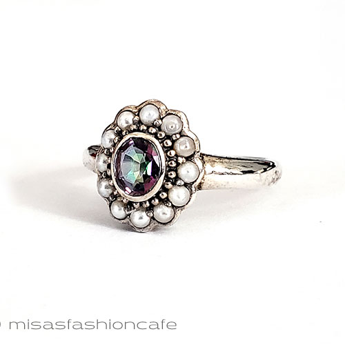 （画像用） 真珠トパーズ　指輪 スターリング　銀製