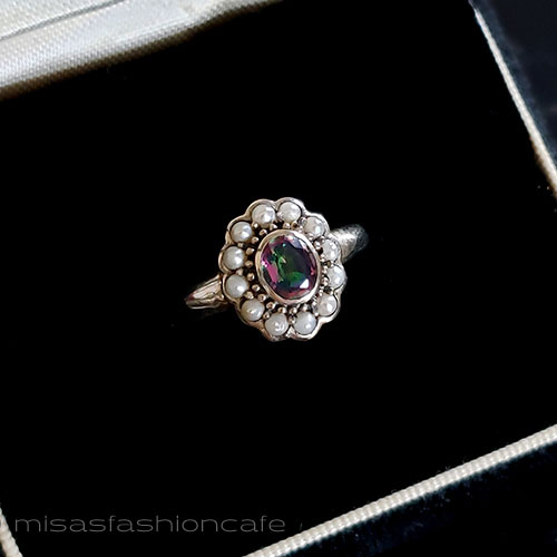 （画像用） 真珠トパーズ　指輪 スターリング　銀製