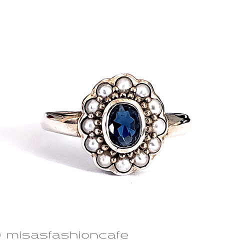 （画像用） 真珠　サファイア　指輪 スターリングシルバー銀